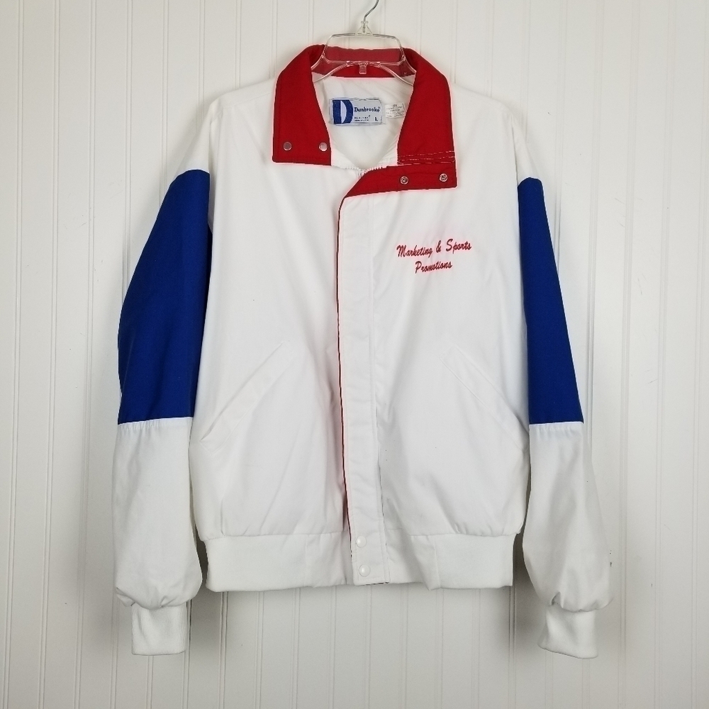 Dunbrooke Windbreaker Men's Size Large Vintage USA Made Full Zip Red White Blue - Picture 6 of 9